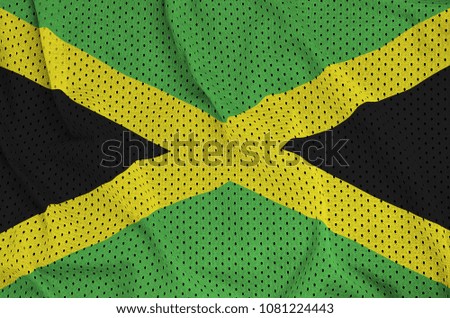 Jamaica flag printed on a polyester nylon sportswear mesh fabric with some folds