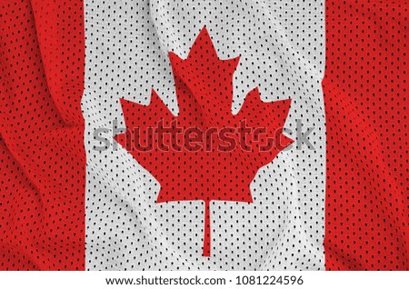 Canada flag printed on a polyester nylon sportswear mesh fabric with some folds