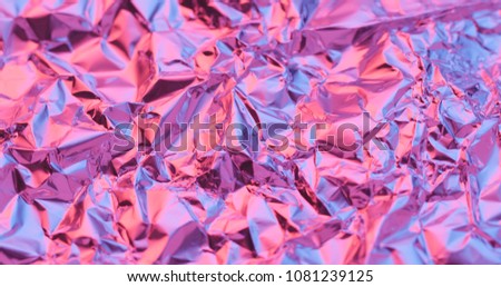 Wrinkle aluminum foil texture with purple light 