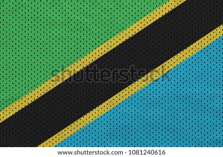 Tanzania flag printed on a polyester nylon sportswear mesh fabric with some folds