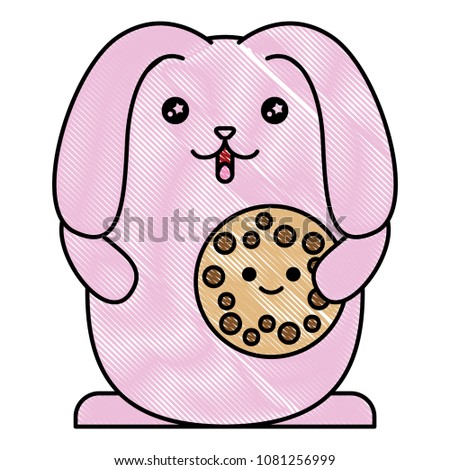 kawaii rabbit cartoon with cookie