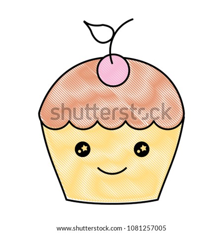 kawaii cupcake sweet cartoon character