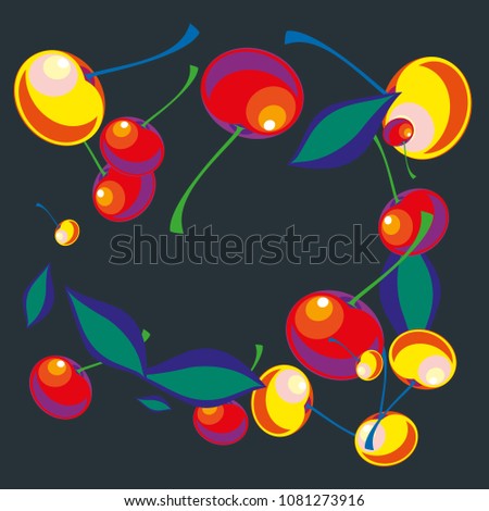 Cherry in a Decorative Style. Vector illustration