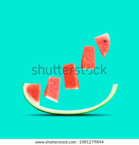 Fruits and summer concept idea with watermelon in colorful background