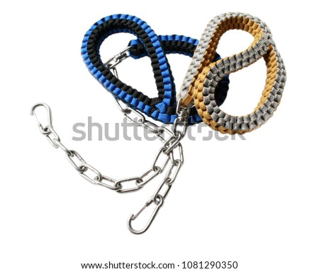Pet leash on isolated white background.  Pet accessories concept