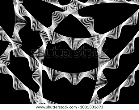 Abstract vector wave on  black background. Stylish dynamic movement of lines.