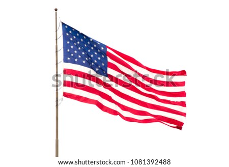 American Flag Isolated on a White Background