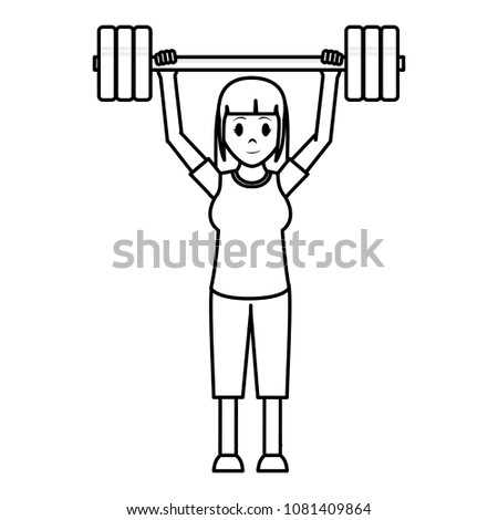 line woman with sport clothes and wight up