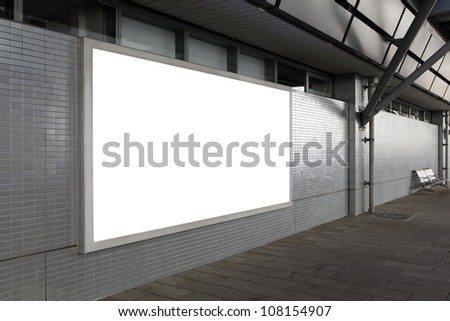 Blank billboard with empty copy space (path in the image) on the street