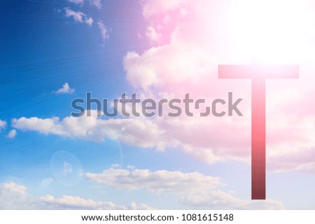 Cross on blue sky. Religion concept. Jesus love you