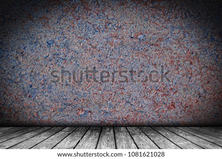Old grunge wall with wood flour. Empty room. Stage background