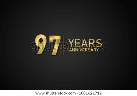 97 Years gold anniversary banner vector illustration isolated on black background