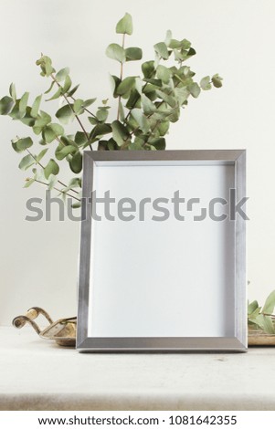 White room interior decor with poster mock up