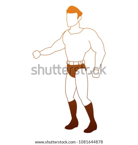 Male superhero cartoon on orange lines
