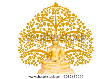 buddha statue on bodhi tree background, The important day of buddhist concept