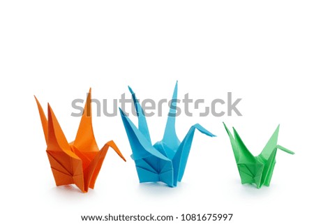 origami crane on white background