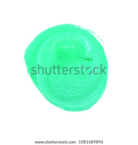 Futuristic abstraction on a white background. Acrylic pattern in the form of a circle of green color.