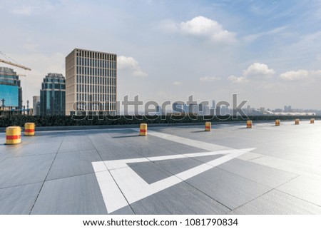 Empty floor with modern business office building 