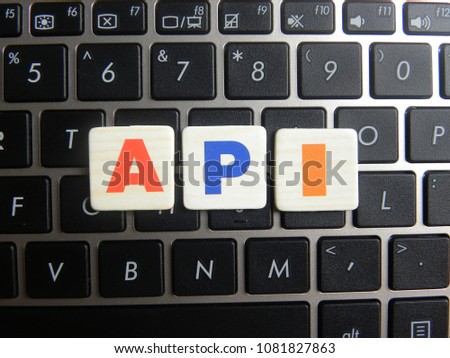 Word API (Application Programming Interface) on keyboard background