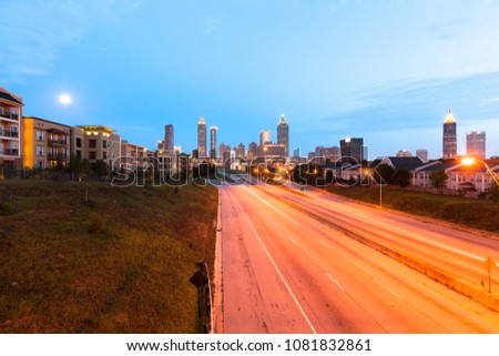 Empty freeway at dawn in downtown Atlanta, Georgia, USA