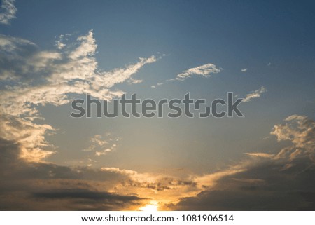 Sky with clouds between sunset or sunrise beautiful background
