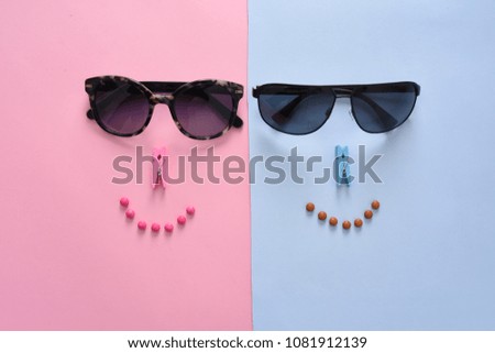 sunglasses eyewear on pastel color paper background 
