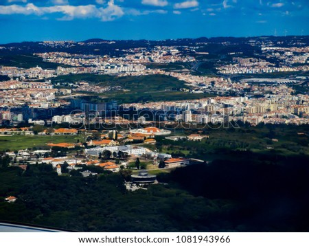 Aerial View of The City of Lisbon Portugal 