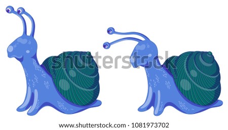 Illustration of set of two cute colorful vector snails on a white background