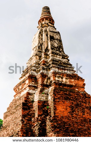 Historical Park the ruin pagodas known as “Chaiwattanaram Temple”, one of the tourism attraction of Ayutthaya in Thailand. Photo taken on May 1, 2018.