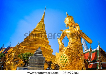 Buddha sculpture Grand palace also calles Wat Phra Kaew Bangkok