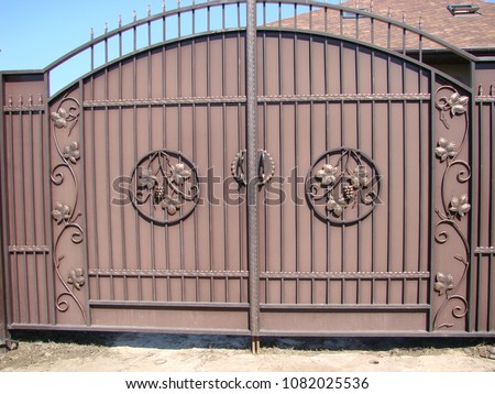 iron gate with wrought ornament on it