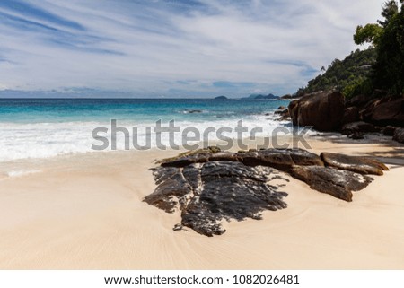 Beautiful tropical beach on Mahe island in the Seychelles