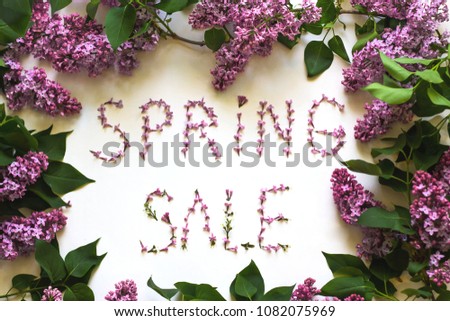 Spring sale text made with flowers