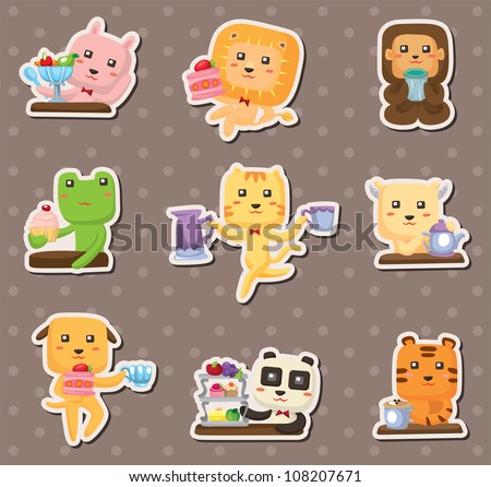 animal tea time stickers