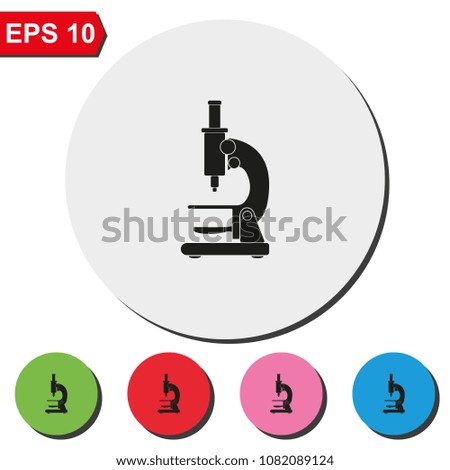 Microscope flat round colorful vector icon.
