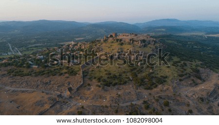 aerial shot Assos Temple of Athena 