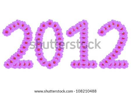 New Year 2012 - Cosmos flower numbers isolated on white background
