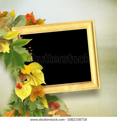 Autumn frame for photo. School and autumn background