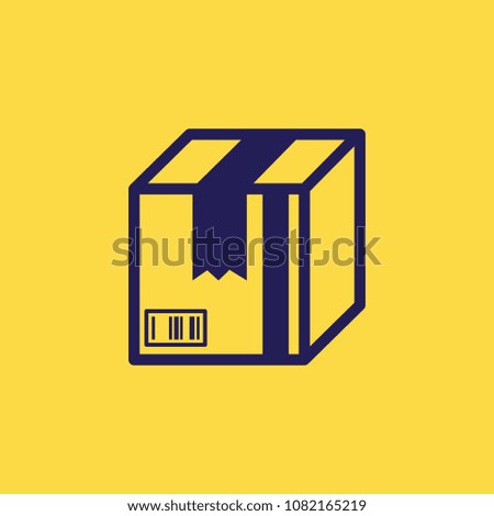 Postal package, shipping box vector icon