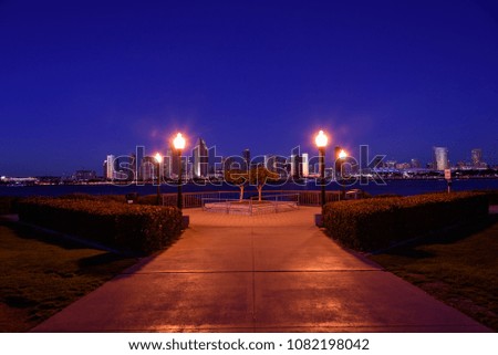 San Diego Skyline view from Centennial  park at night
