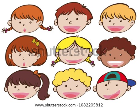 Boys and Girls Facial Expression illustration