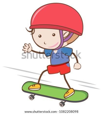 Urban Boy Skateboarding on White Background illustration