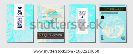Minimal Cover Templates Set. Realistic Marble Pattern. Candy Bright Trendy Pink, Blue, Turquoise Paper Texture. Geometric Corporate Minimal Cover Templates. Trendy Ebru Liquid Paint Marble Texture