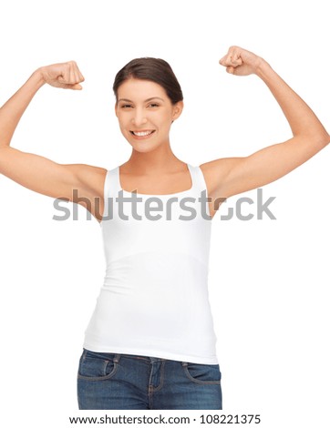 picture of sporty teenage girl in blank white t-shirt