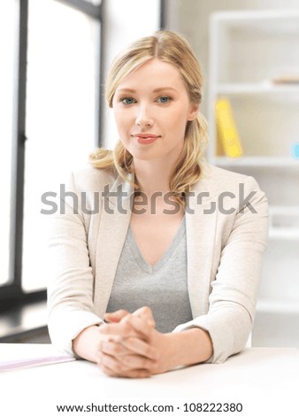 bright picture of calm and serious woman