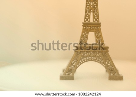 eiffel tower on White background with vintage color. closeup