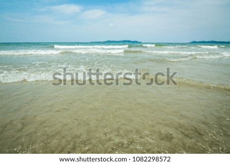 Thailand beach sea wave and blue sky
