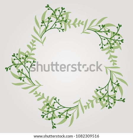 Round vector frame made of branches green color