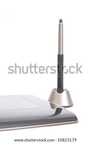 digitizer with pen on white background