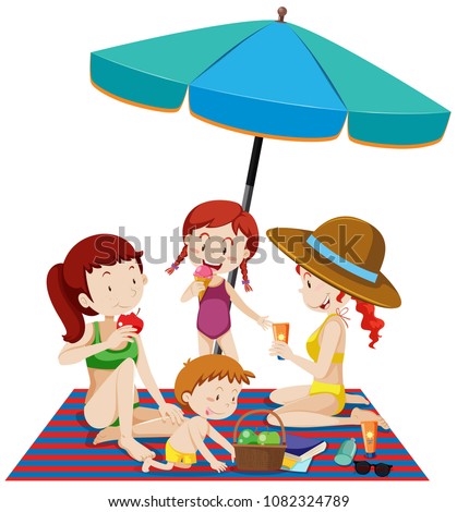 A Family at Beach Holiday illustration